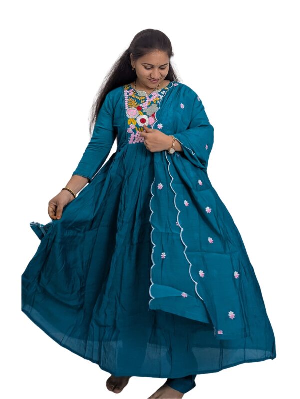 Mul Chanderi Sea Green 3-Piece Set